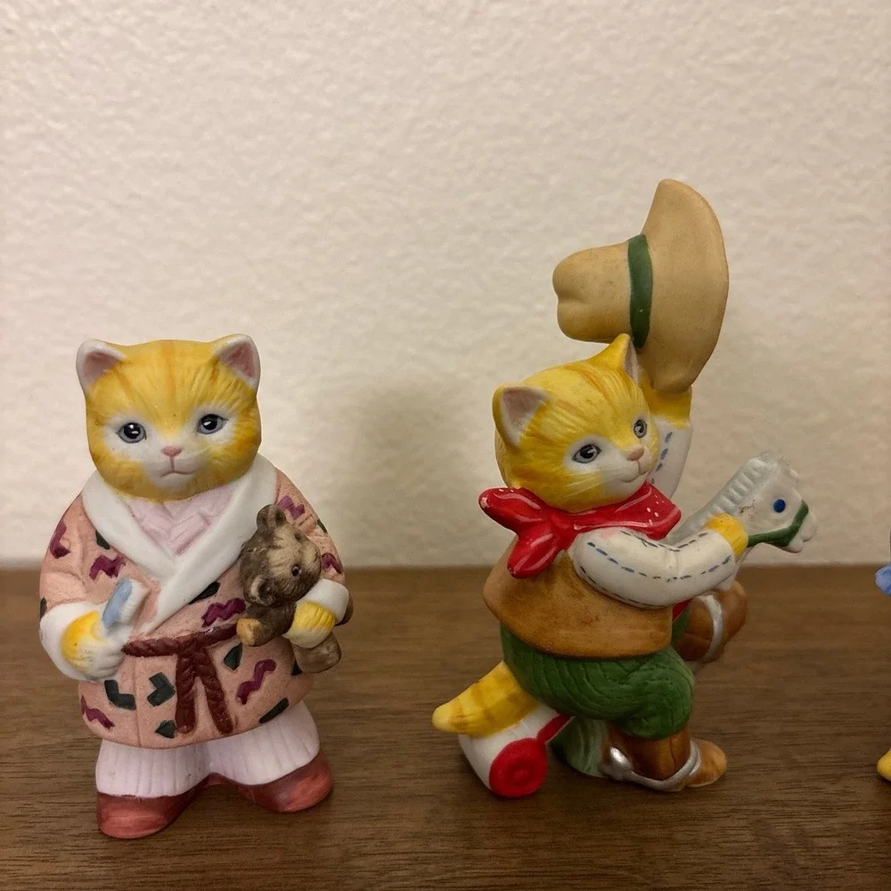 Schmid Kitty Cucumber JR Buster -‎ Set Of 3 - Calico Kitty Figurines